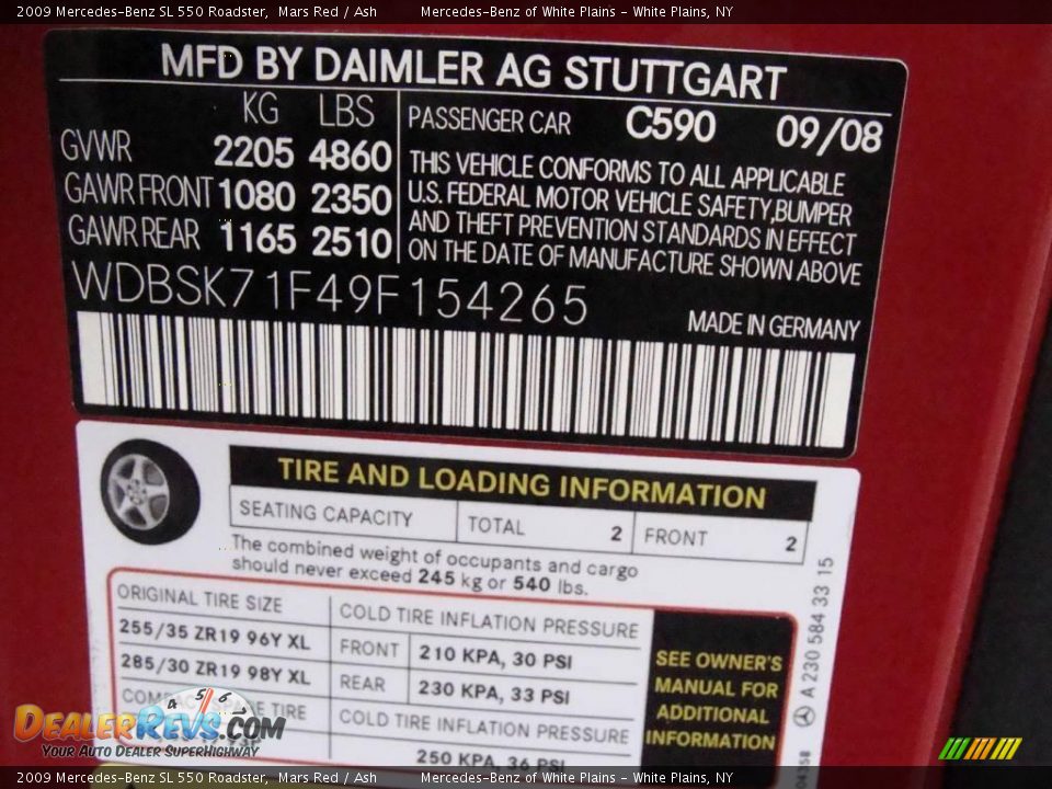 2009 Mercedes-Benz SL 550 Roadster Mars Red / Ash Photo #18