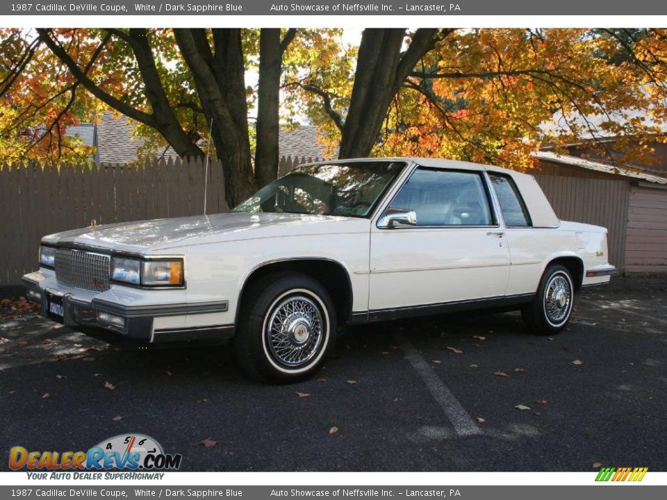 1987 Cadillac DeVille Coupe White / Dark Sapphire Blue Photo #1