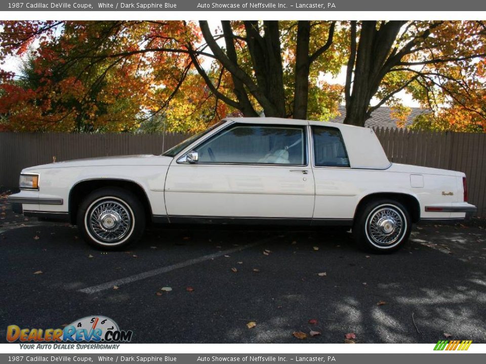 1987 Cadillac DeVille Coupe White / Dark Sapphire Blue Photo #2