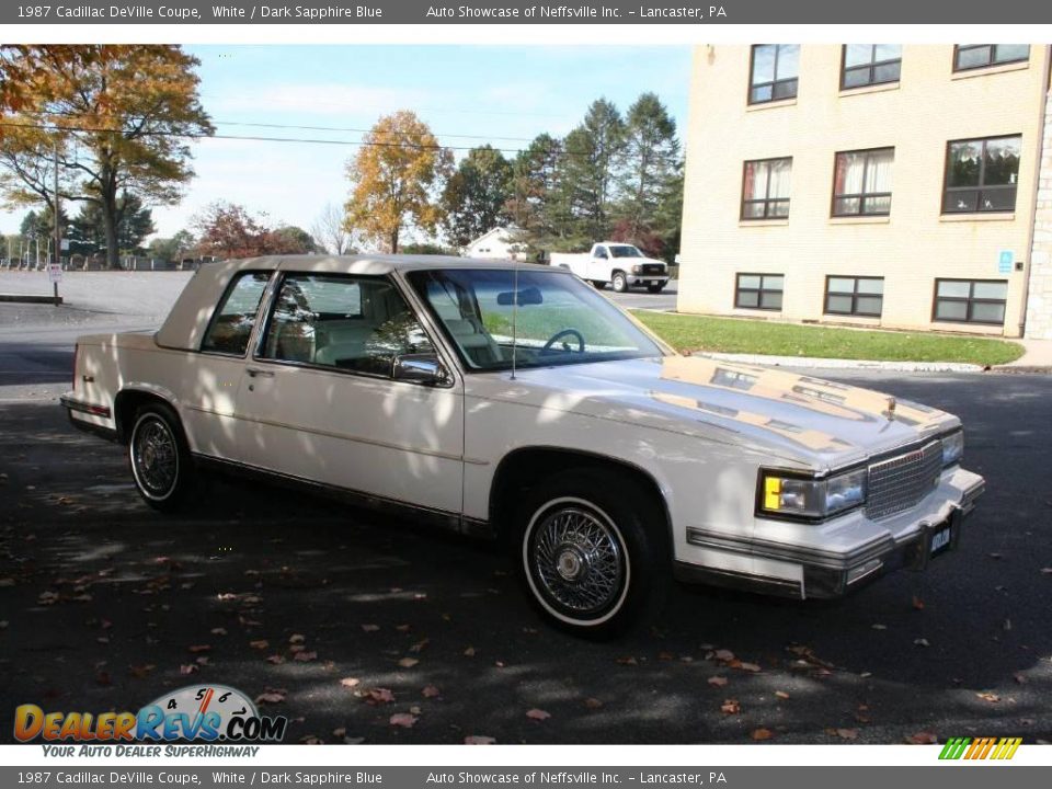 1987 Cadillac DeVille Coupe White / Dark Sapphire Blue Photo #4