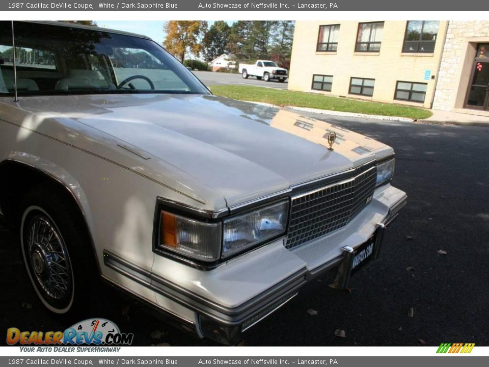1987 Cadillac DeVille Coupe White / Dark Sapphire Blue Photo #6