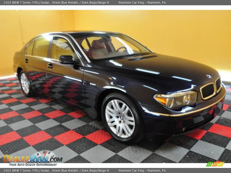2003 BMW 7 Series 745Li Sedan Orient Blue Metallic / Dark Beige/Beige III Photo #1