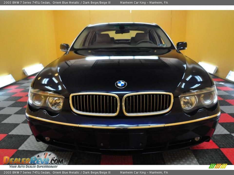 2003 BMW 7 Series 745Li Sedan Orient Blue Metallic / Dark Beige/Beige III Photo #2