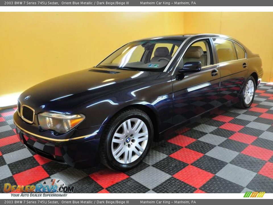 2003 BMW 7 Series 745Li Sedan Orient Blue Metallic / Dark Beige/Beige III Photo #3