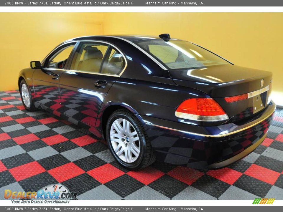 2003 BMW 7 Series 745Li Sedan Orient Blue Metallic / Dark Beige/Beige III Photo #4