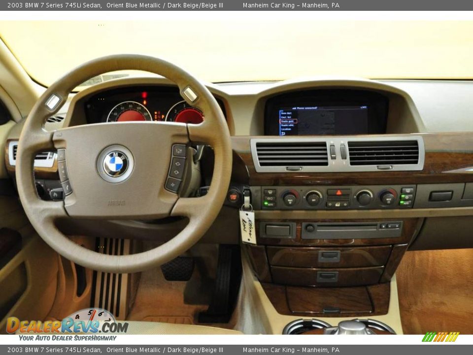 2003 BMW 7 Series 745Li Sedan Orient Blue Metallic / Dark Beige/Beige III Photo #7