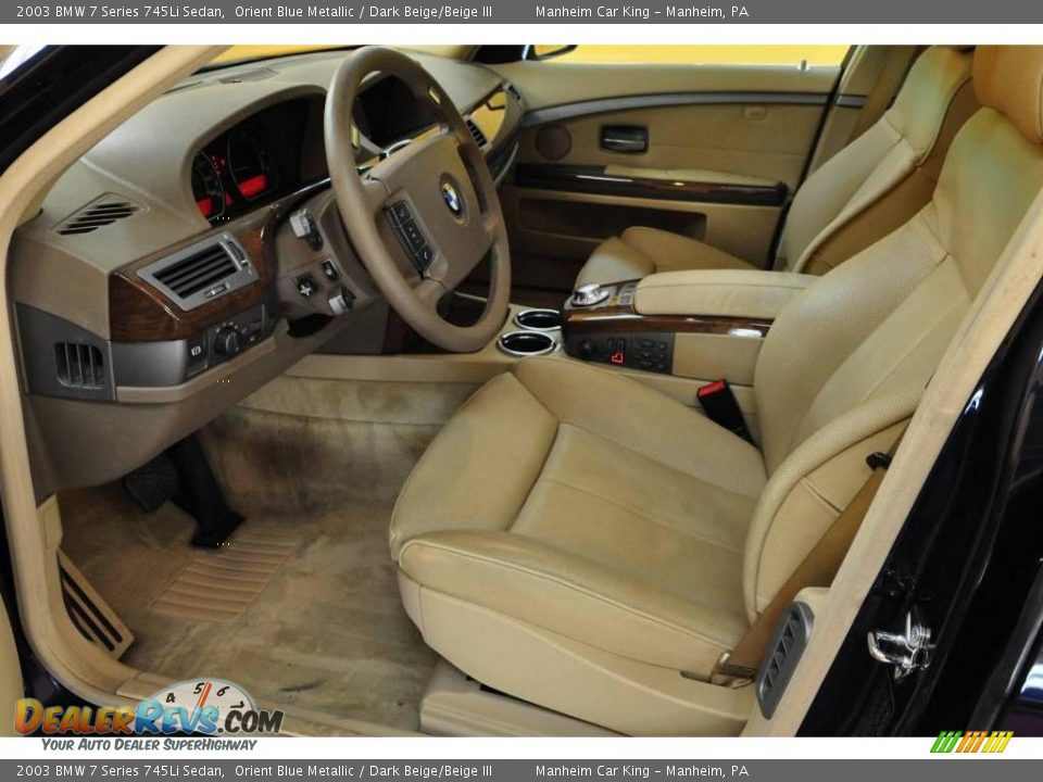 2003 BMW 7 Series 745Li Sedan Orient Blue Metallic / Dark Beige/Beige III Photo #13