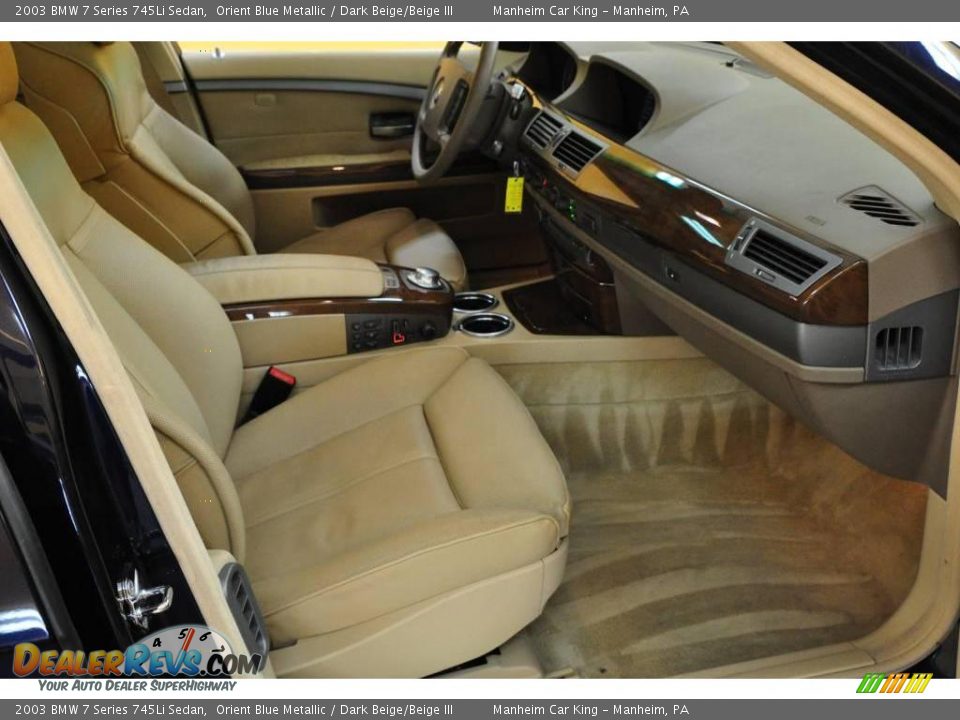 2003 BMW 7 Series 745Li Sedan Orient Blue Metallic / Dark Beige/Beige III Photo #18