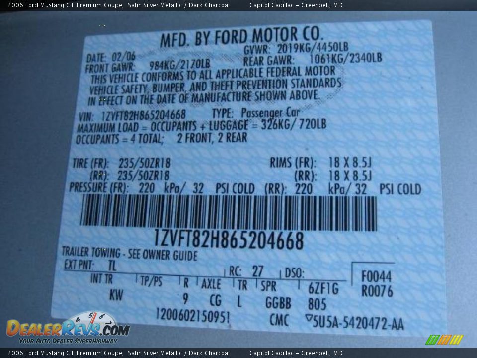 2006 Ford Mustang GT Premium Coupe Satin Silver Metallic / Dark Charcoal Photo #17