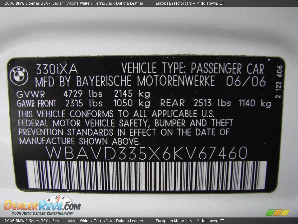 2006 BMW 3 Series 330xi Sedan Alpine White / Terra/Black Dakota Leather Photo #22
