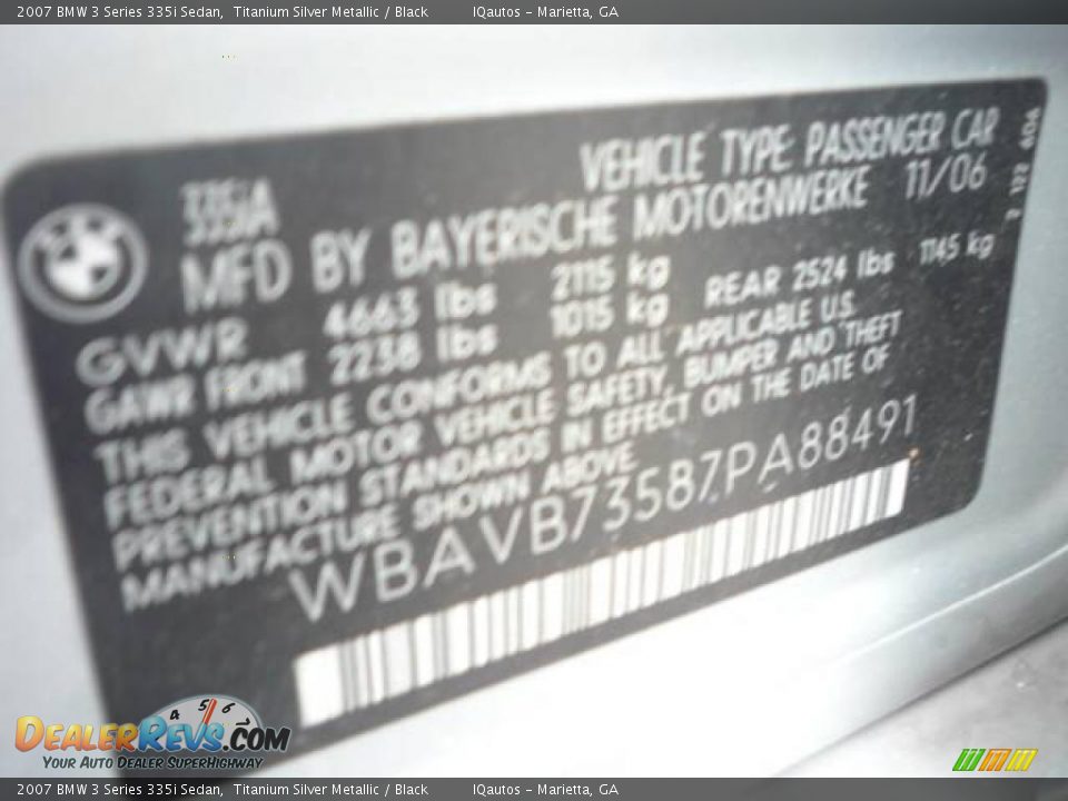 2007 BMW 3 Series 335i Sedan Titanium Silver Metallic / Black Photo #26