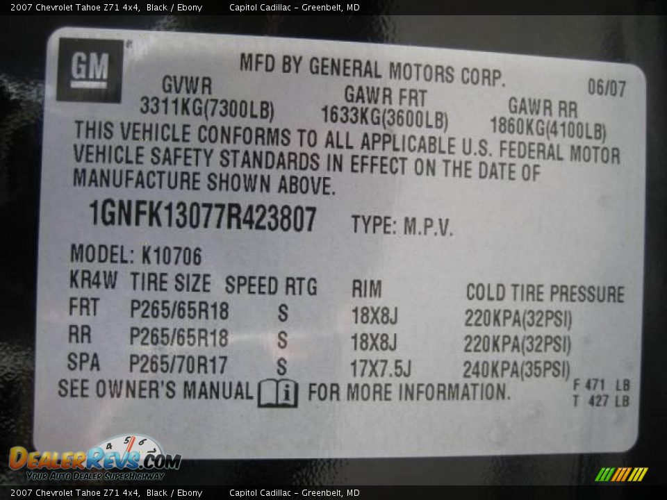 2007 Chevrolet Tahoe Z71 4x4 Black / Ebony Photo #23