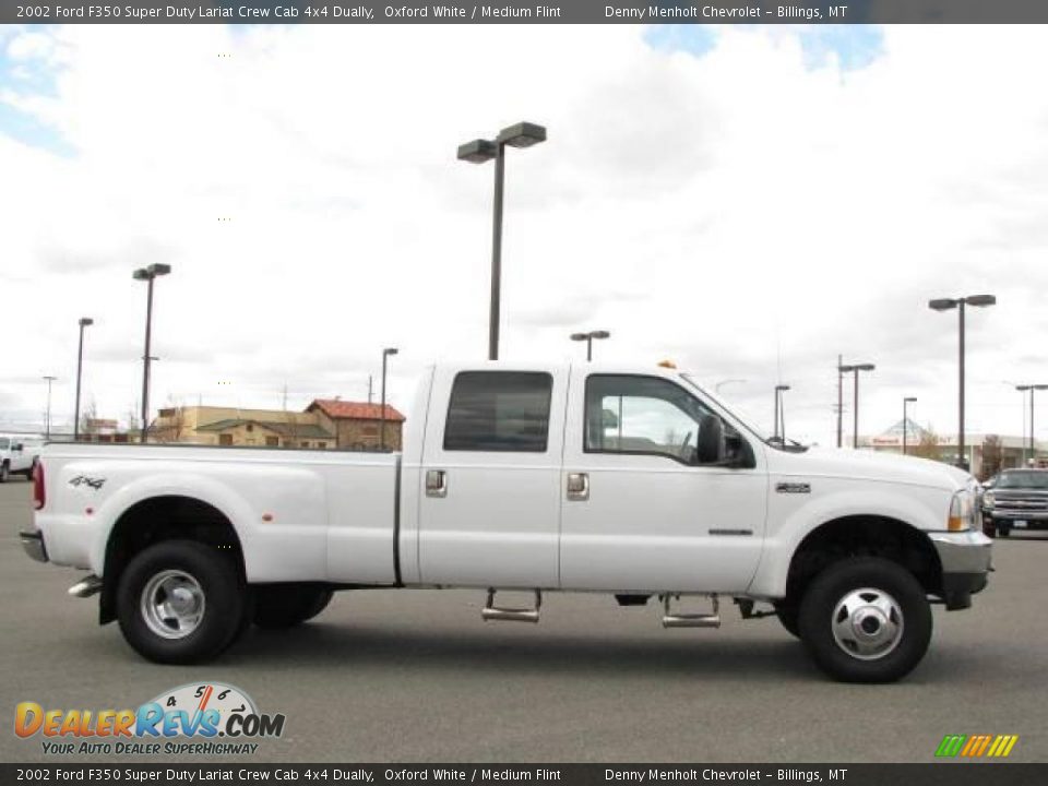 2002 Ford F350 Super Duty Lariat Crew Cab 4x4 Dually Oxford White / Medium Flint Photo #4