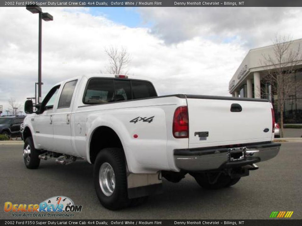 2002 Ford F350 Super Duty Lariat Crew Cab 4x4 Dually Oxford White / Medium Flint Photo #7