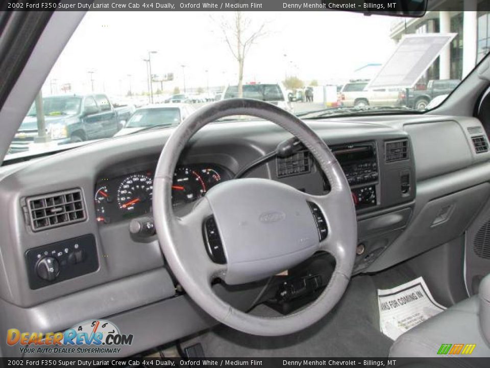 2002 Ford F350 Super Duty Lariat Crew Cab 4x4 Dually Oxford White / Medium Flint Photo #13