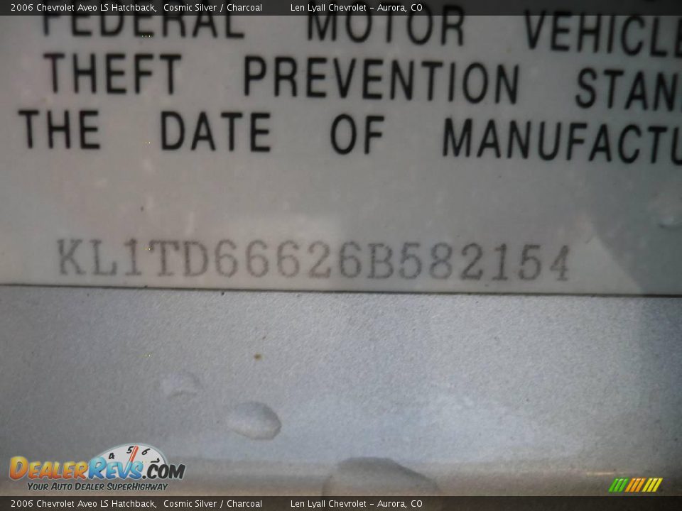 2006 Chevrolet Aveo LS Hatchback Cosmic Silver / Charcoal Photo #25