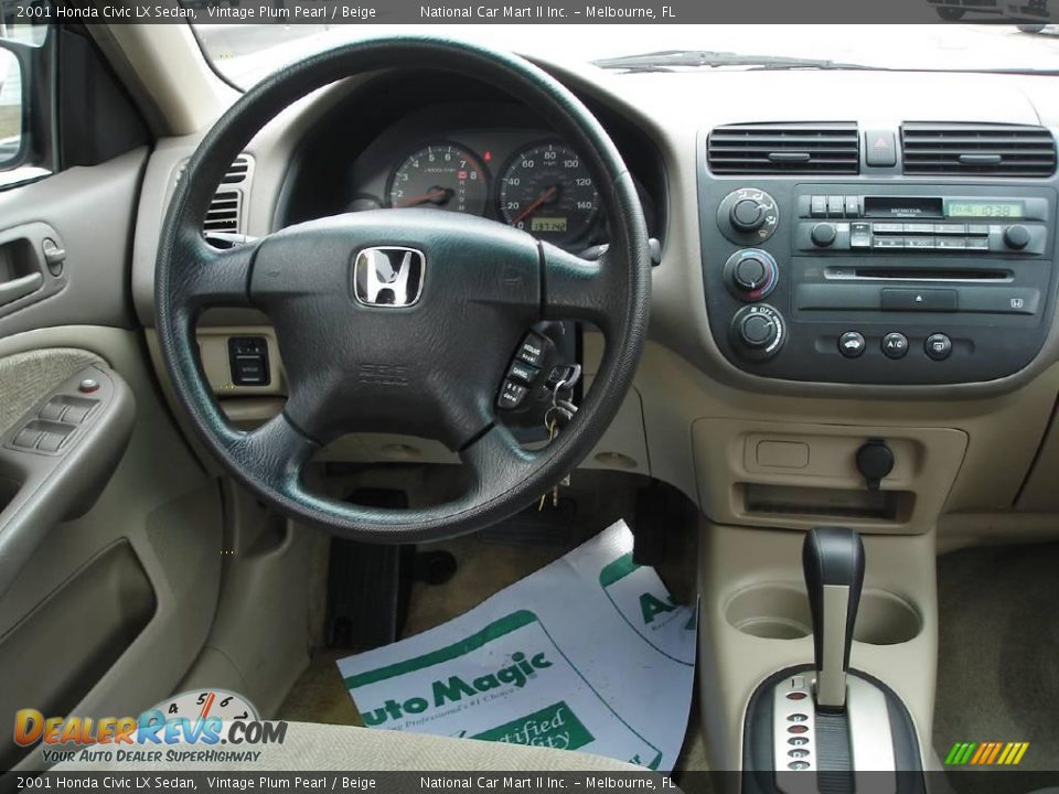 2001 Honda Civic LX Sedan Vintage Plum Pearl / Beige Photo #9