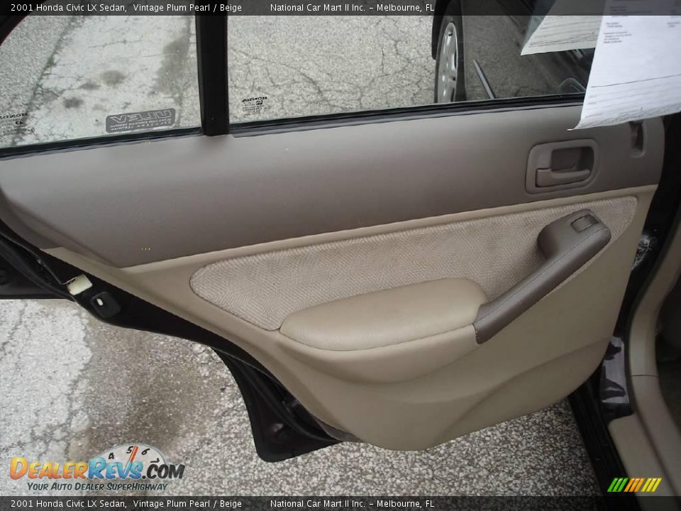 2001 Honda Civic LX Sedan Vintage Plum Pearl / Beige Photo #10