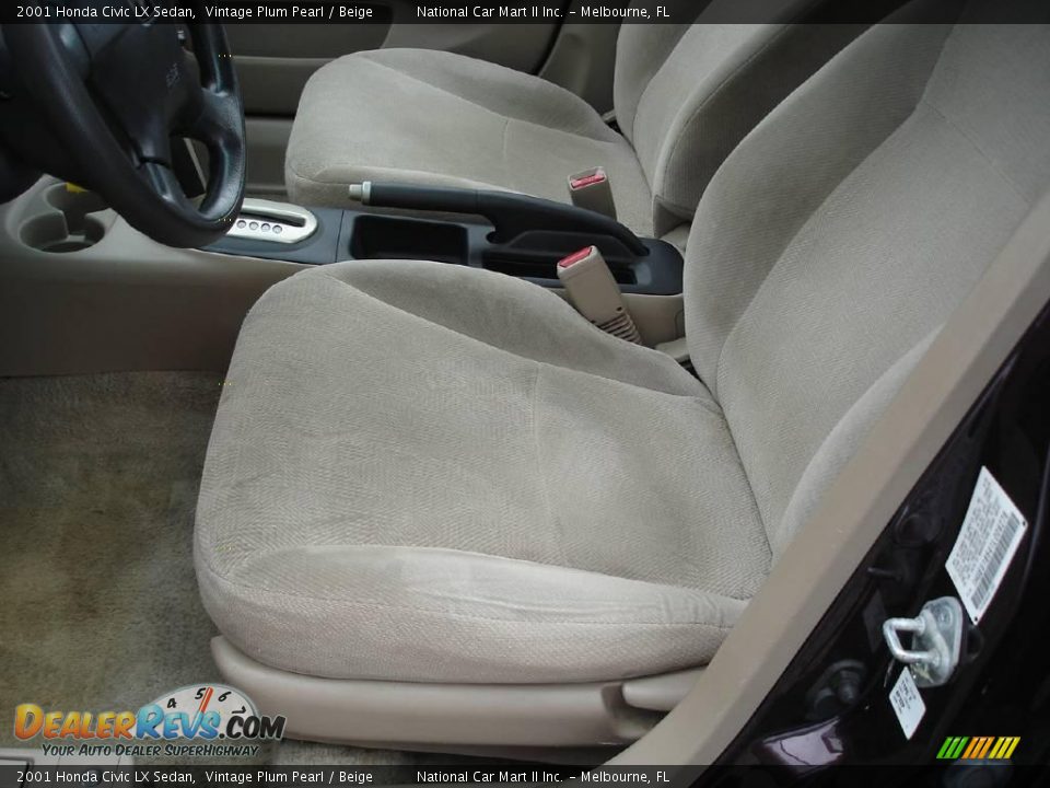 2001 Honda Civic LX Sedan Vintage Plum Pearl / Beige Photo #12