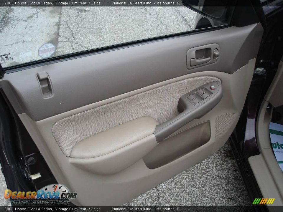 2001 Honda Civic LX Sedan Vintage Plum Pearl / Beige Photo #13