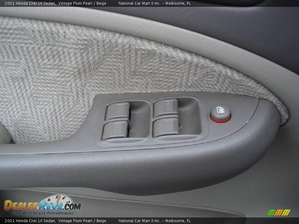 2001 Honda Civic LX Sedan Vintage Plum Pearl / Beige Photo #19