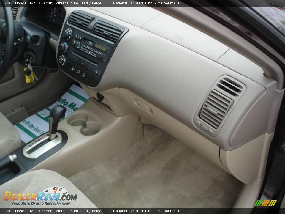 2001 Honda Civic LX Sedan Vintage Plum Pearl / Beige Photo #20
