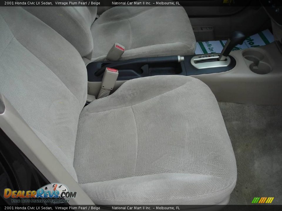 2001 Honda Civic LX Sedan Vintage Plum Pearl / Beige Photo #21
