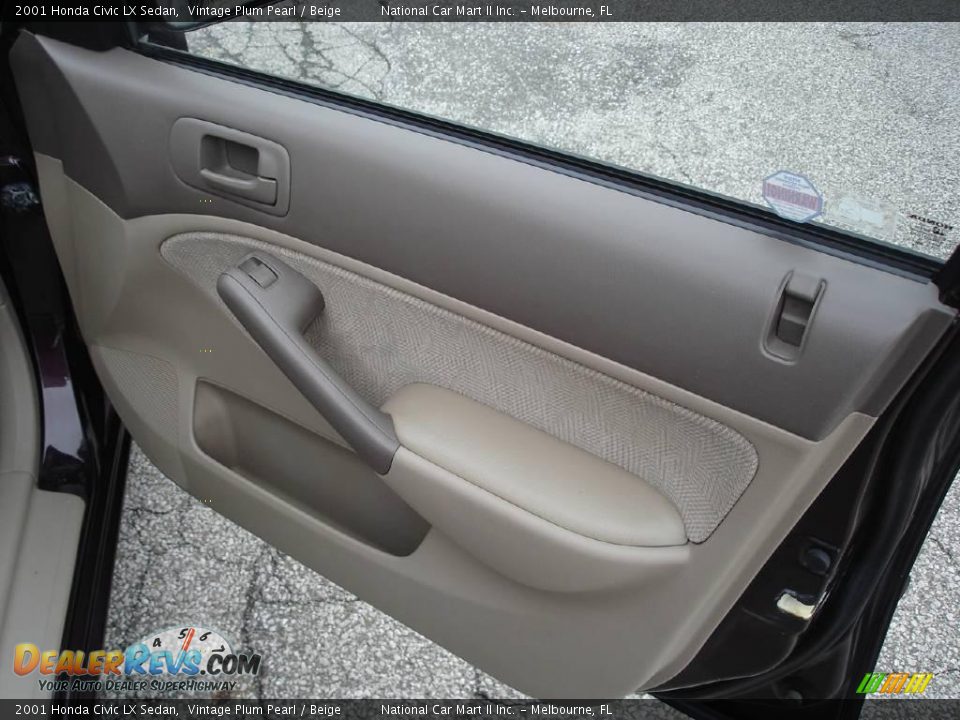 2001 Honda Civic LX Sedan Vintage Plum Pearl / Beige Photo #22