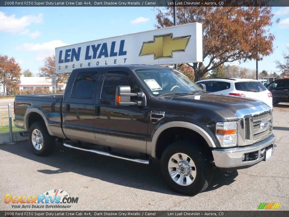 2008 Ford F250 Super Duty Lariat Crew Cab 4x4 Dark Shadow Grey Metallic / Camel Photo #1