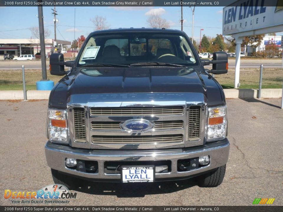 2008 Ford F250 Super Duty Lariat Crew Cab 4x4 Dark Shadow Grey Metallic / Camel Photo #2
