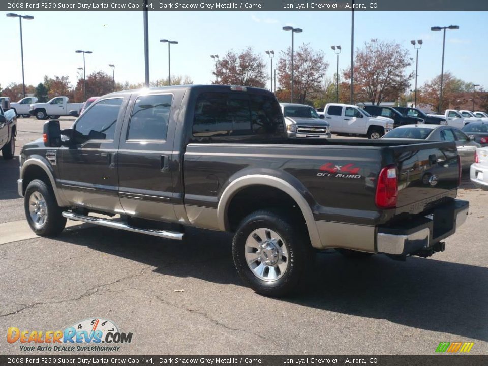2008 Ford F250 Super Duty Lariat Crew Cab 4x4 Dark Shadow Grey Metallic / Camel Photo #4