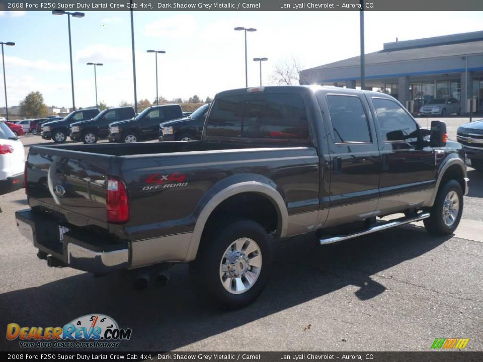 2008 Ford F250 Super Duty Lariat Crew Cab 4x4 Dark Shadow Grey Metallic / Camel Photo #6