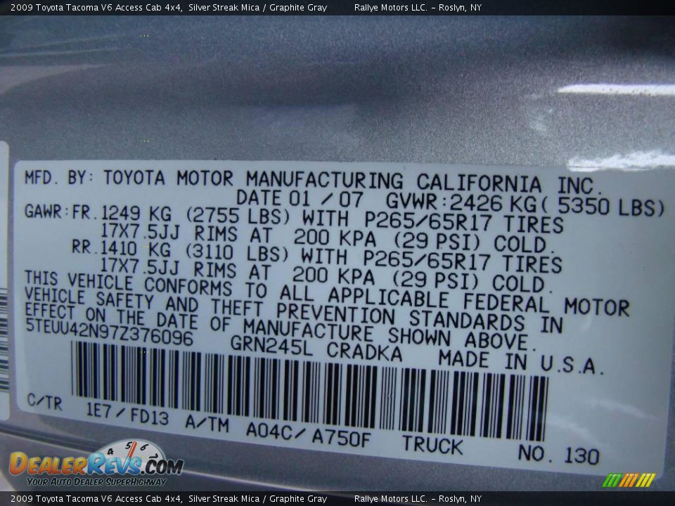2009 Toyota Tacoma V6 Access Cab 4x4 Silver Streak Mica / Graphite Gray Photo #15