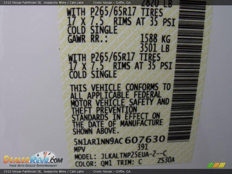 2010 Nissan Pathfinder SE Avalanche White / Cafe Latte Photo #15