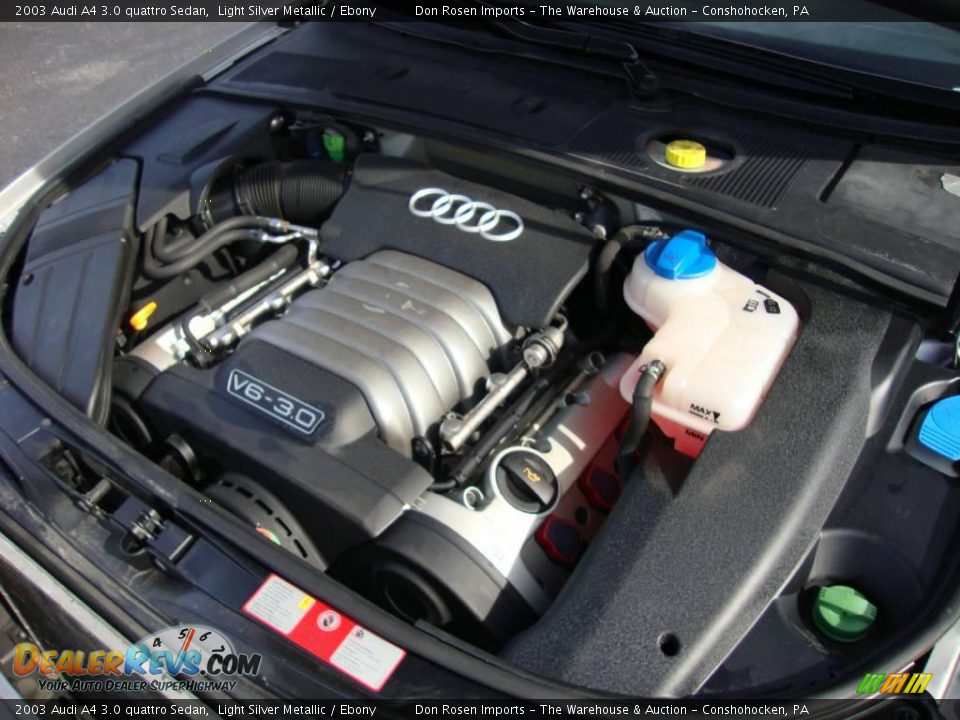 2003 Audi A4 3.0 quattro Sedan Light Silver Metallic / Ebony Photo #26
