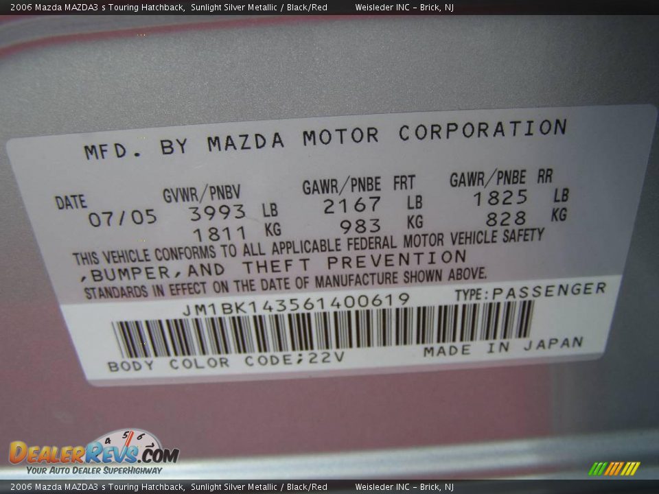 2006 Mazda MAZDA3 s Touring Hatchback Sunlight Silver Metallic / Black/Red Photo #26