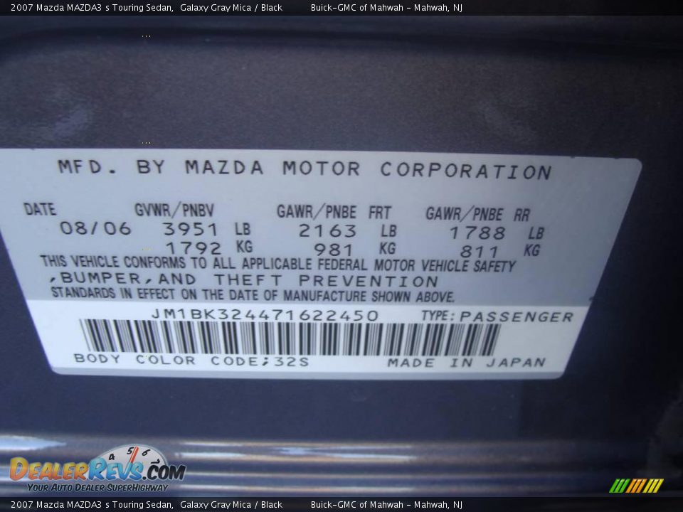 2007 Mazda MAZDA3 s Touring Sedan Galaxy Gray Mica / Black Photo #29