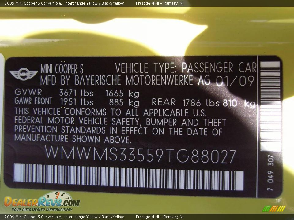 2009 Mini Cooper S Convertible Interchange Yellow / Black/Yellow Photo #7