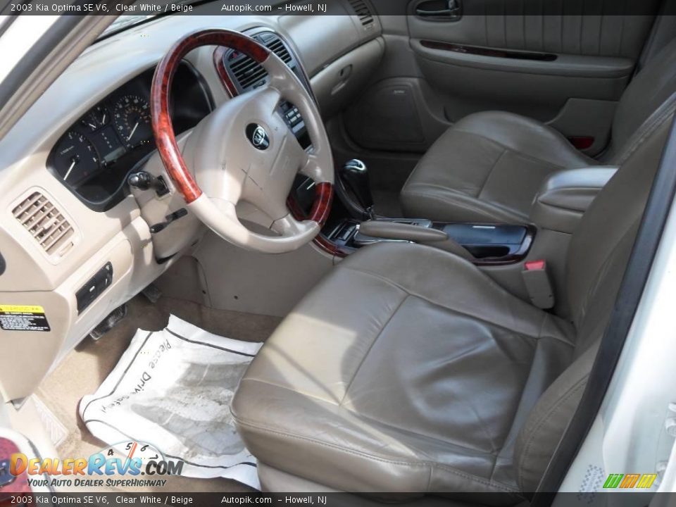 2003 Kia Optima SE V6 Clear White / Beige Photo #8