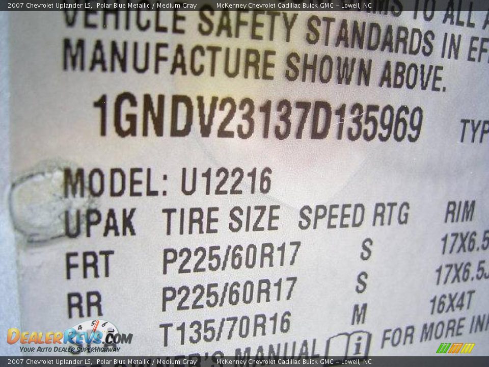 2007 Chevrolet Uplander LS Polar Blue Metallic / Medium Gray Photo #10