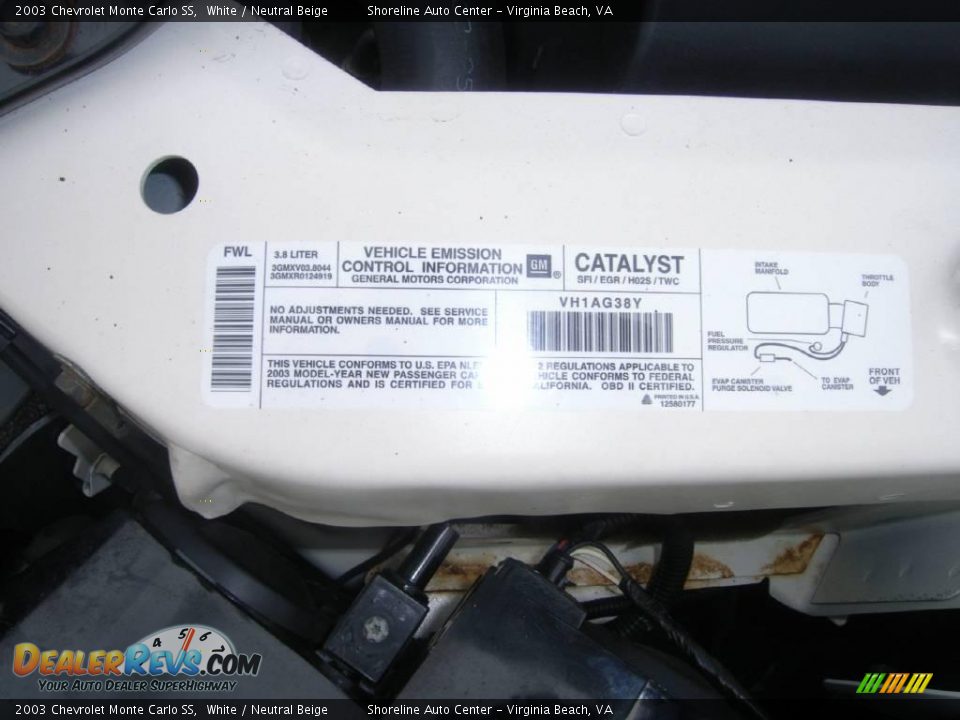 2003 Chevrolet Monte Carlo SS White / Neutral Beige Photo #13