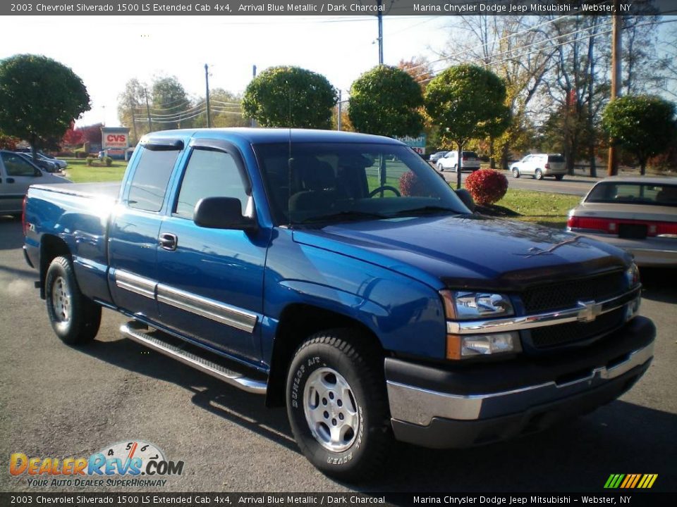 2003 Chevrolet Silverado 1500 LS Extended Cab 4x4 Arrival Blue Metallic / Dark Charcoal Photo #12