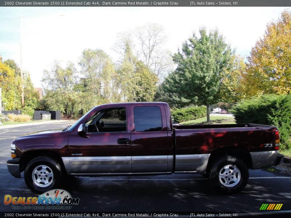 2002 Chevrolet Silverado 1500 LS Extended Cab 4x4 Dark Carmine Red Metallic / Graphite Gray Photo #3