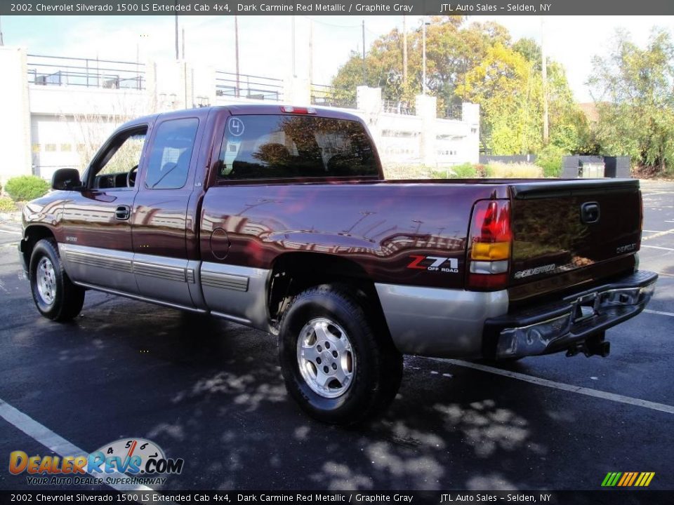 2002 Chevrolet Silverado 1500 LS Extended Cab 4x4 Dark Carmine Red Metallic / Graphite Gray Photo #4