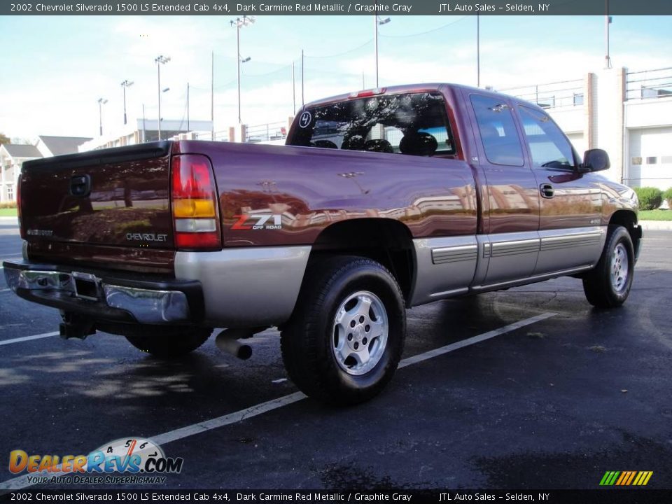 2002 Chevrolet Silverado 1500 LS Extended Cab 4x4 Dark Carmine Red Metallic / Graphite Gray Photo #6