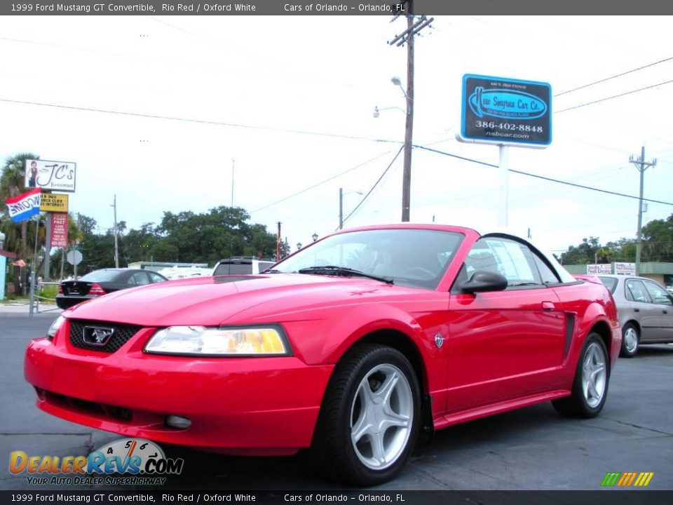 1999 Ford Mustang GT Convertible Rio Red / Oxford White Photo #1