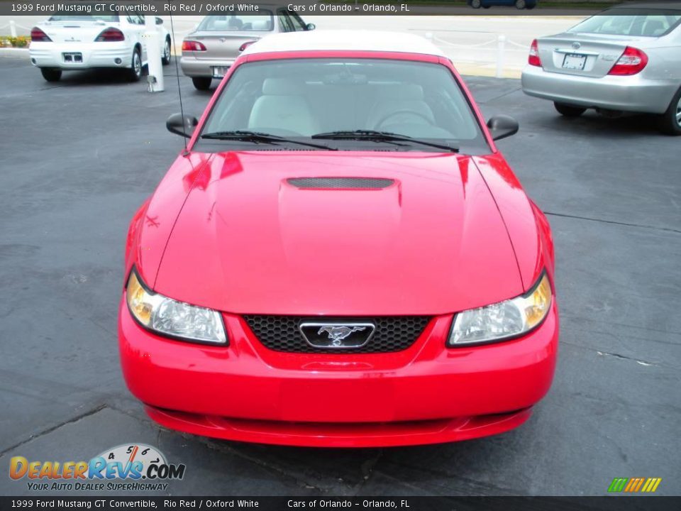 1999 Ford Mustang GT Convertible Rio Red / Oxford White Photo #3