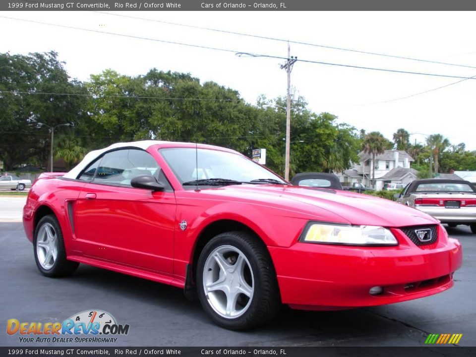 1999 Ford Mustang GT Convertible Rio Red / Oxford White Photo #4