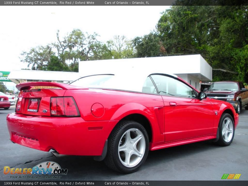 1999 Ford Mustang GT Convertible Rio Red / Oxford White Photo #6