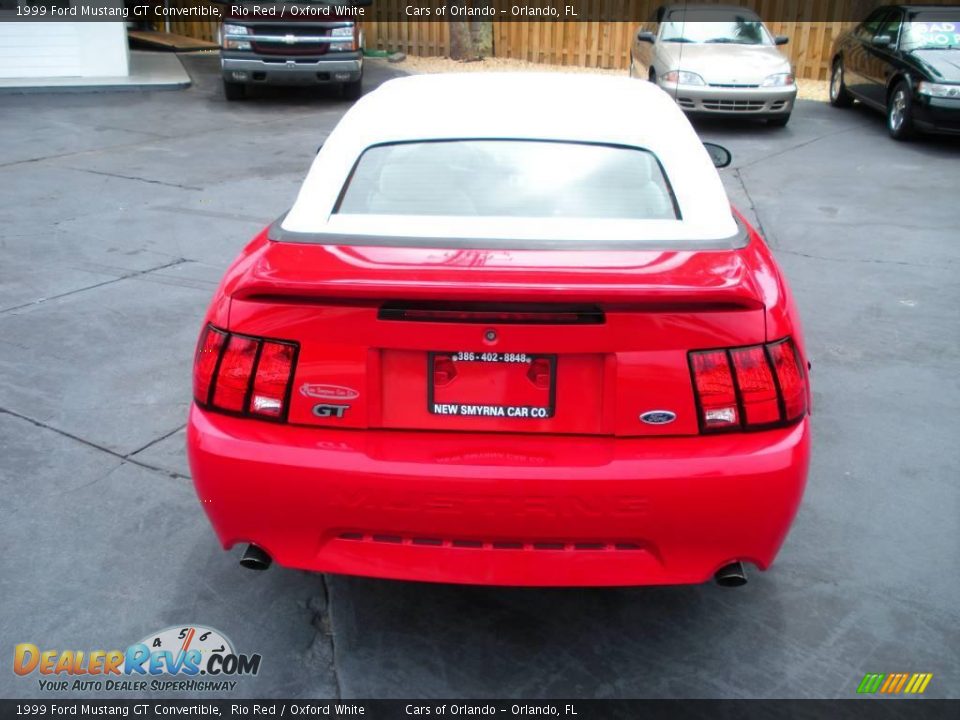 1999 Ford Mustang GT Convertible Rio Red / Oxford White Photo #8